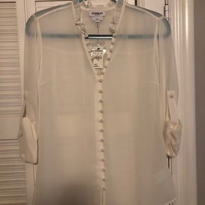 NWT - White Express Work Button up Blouse